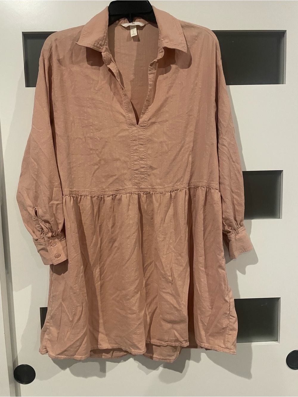 H&M Dusty Rose Long Sleeve Babydoll Shirt Dress